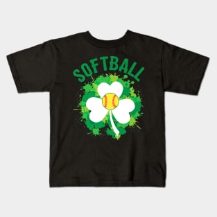 Irish St Patricks Softball Baseball Player Kids T-Shirt